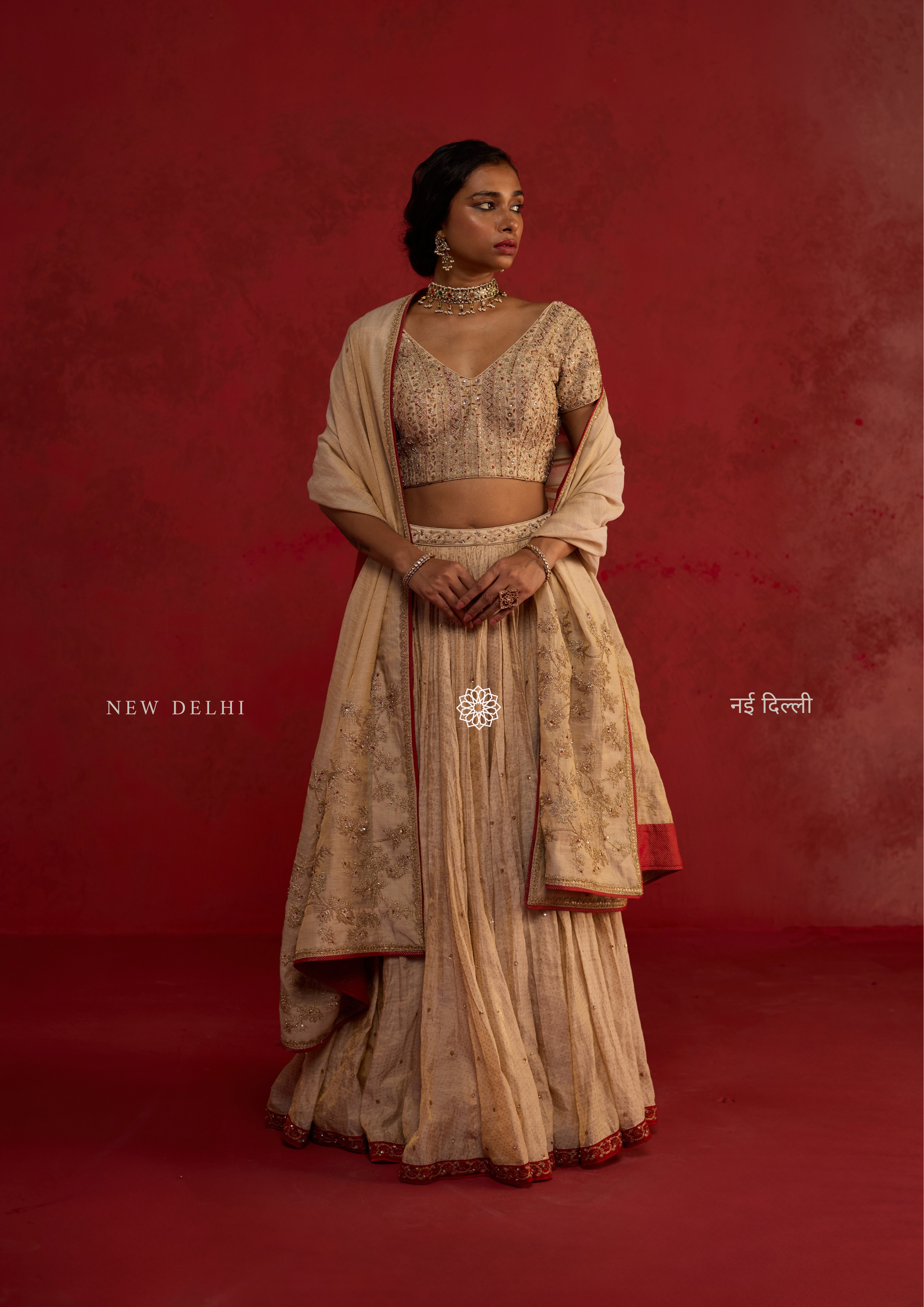 Navya | Ivory Gold Lehenga Set