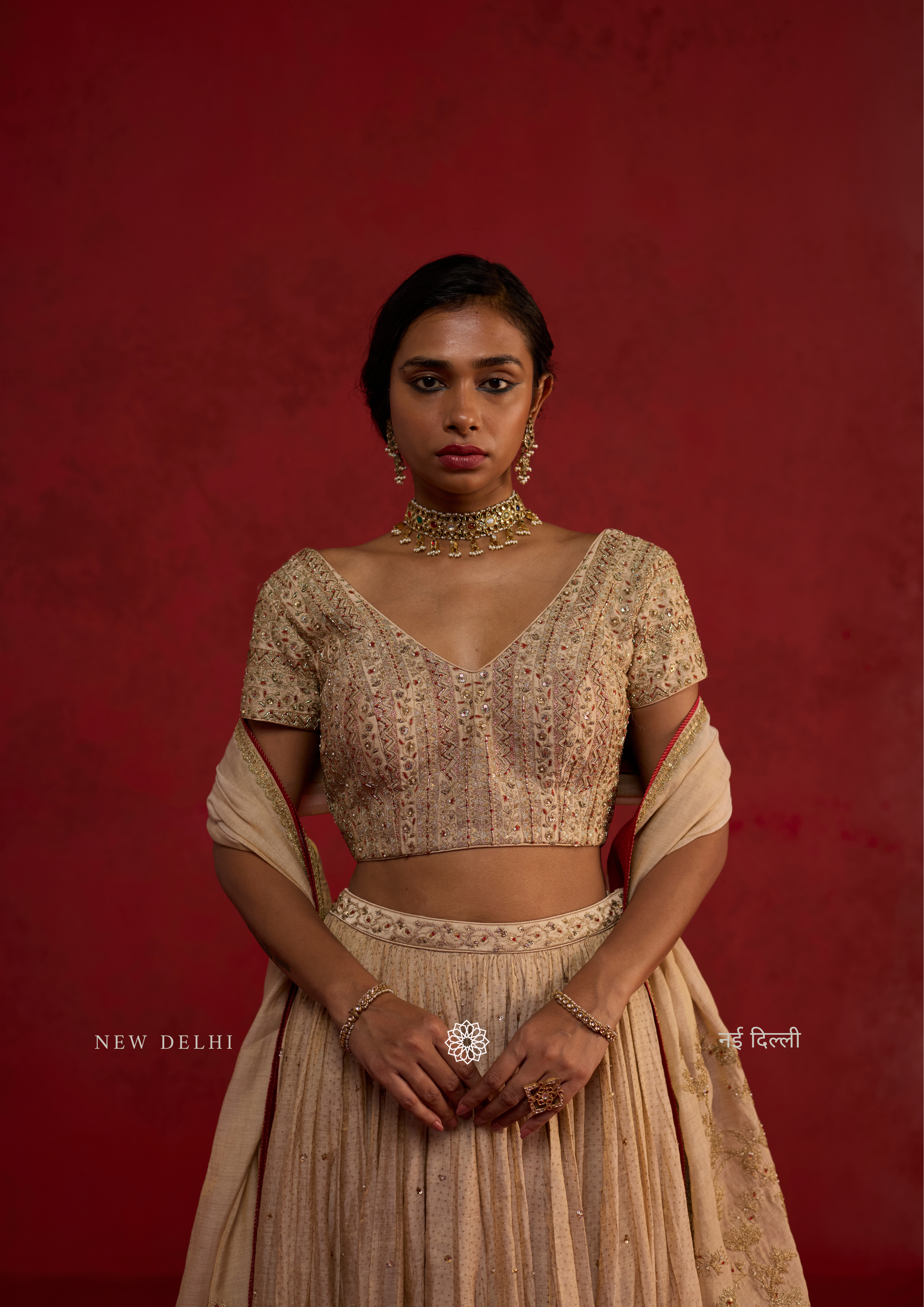Navya | Ivory Gold Lehenga Set