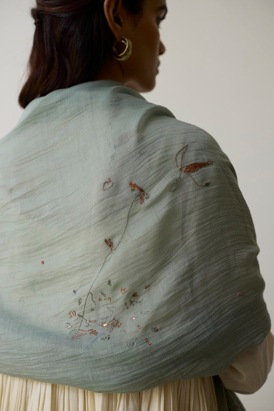 LINA | Ivory and Blush Blue Handloom Cotton Kurta Set