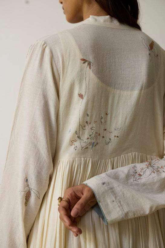 LINA | Ivory and Blush Blue Handloom Cotton Kurta Set