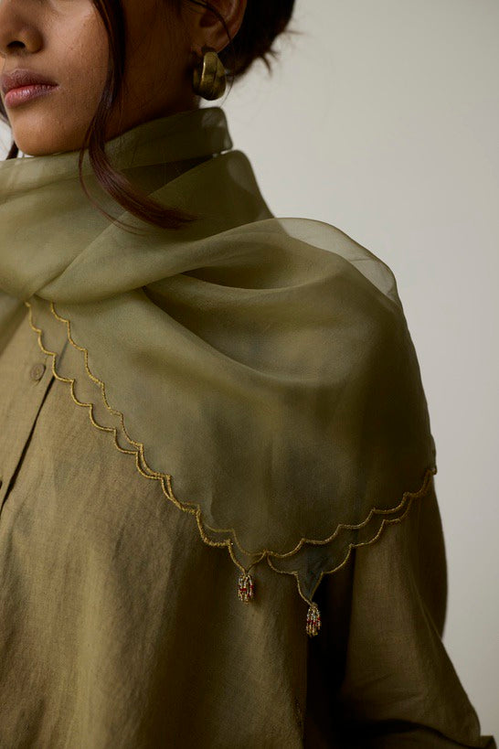 TESA | Olive Green Handloom Cotton Top and Pants