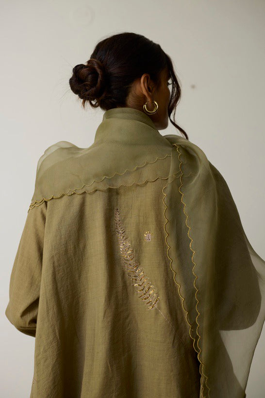 TESA | Olive Green Handloom Cotton Top and Pants