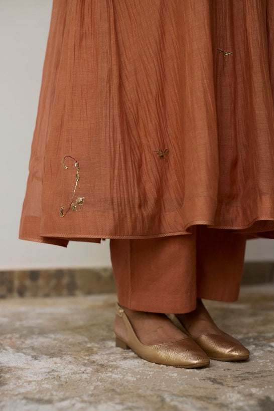 REYA | Terracotta Peach Handloom Cotton Kurta
