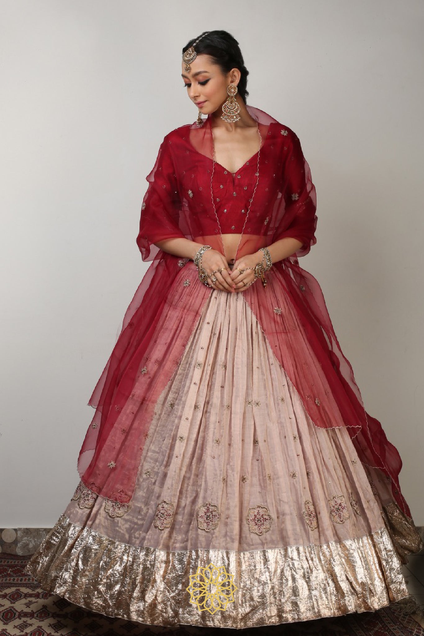 ISHKA EMBROIDERED TISSUE LEHENGA
