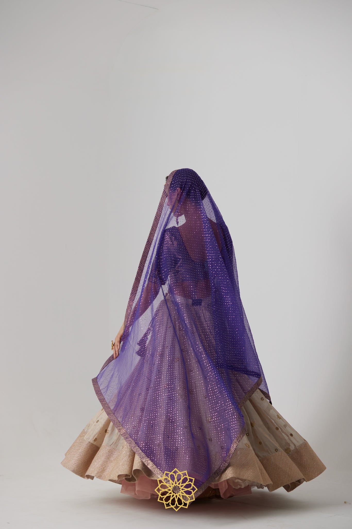 Janaki soft silver gold hand embroidered banarasi silk tissue lehenga with benarasi silk brocade blouse