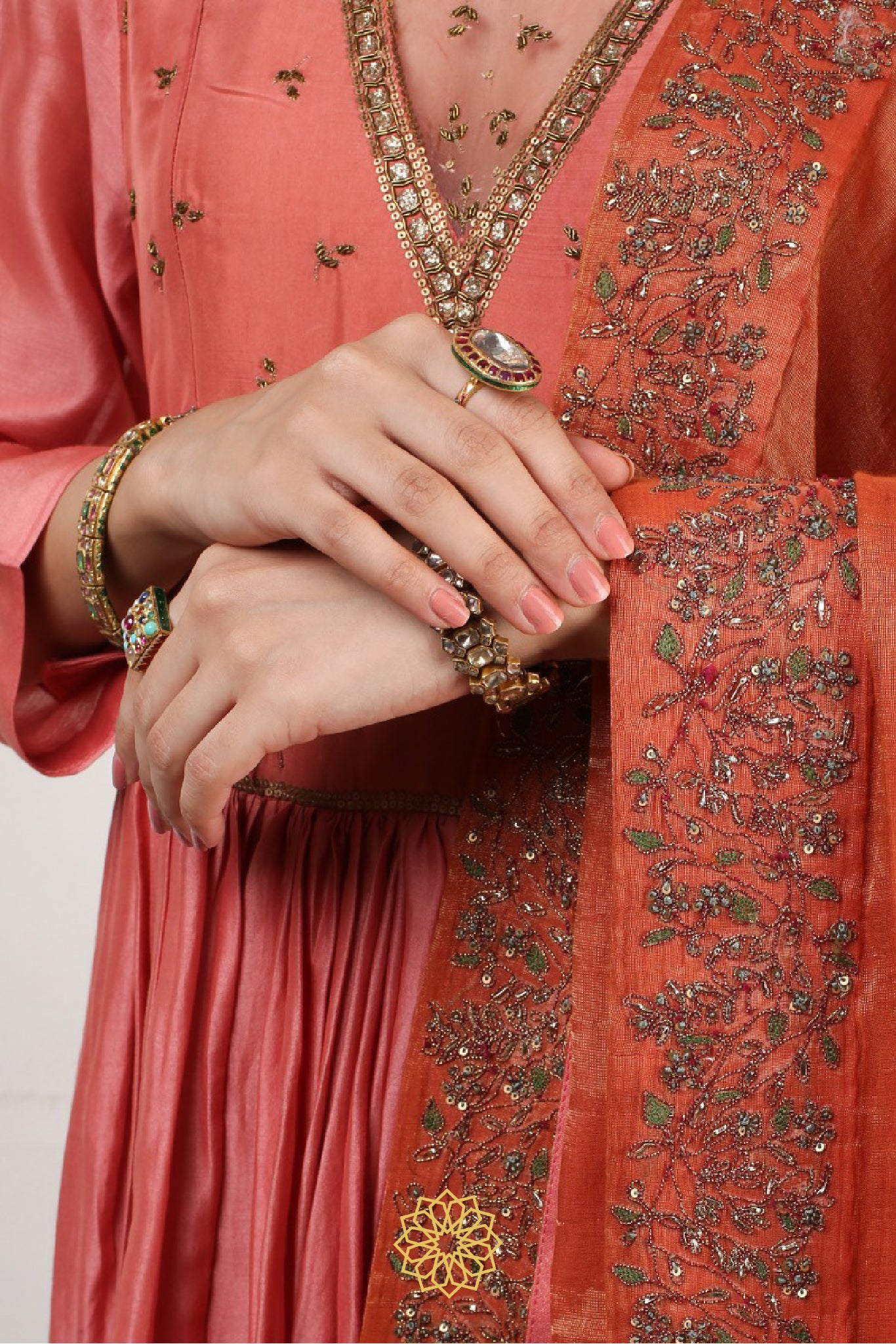 KYRA HABOTAI SILK EMBROIDERED KURTA SET WITH DUPATTA