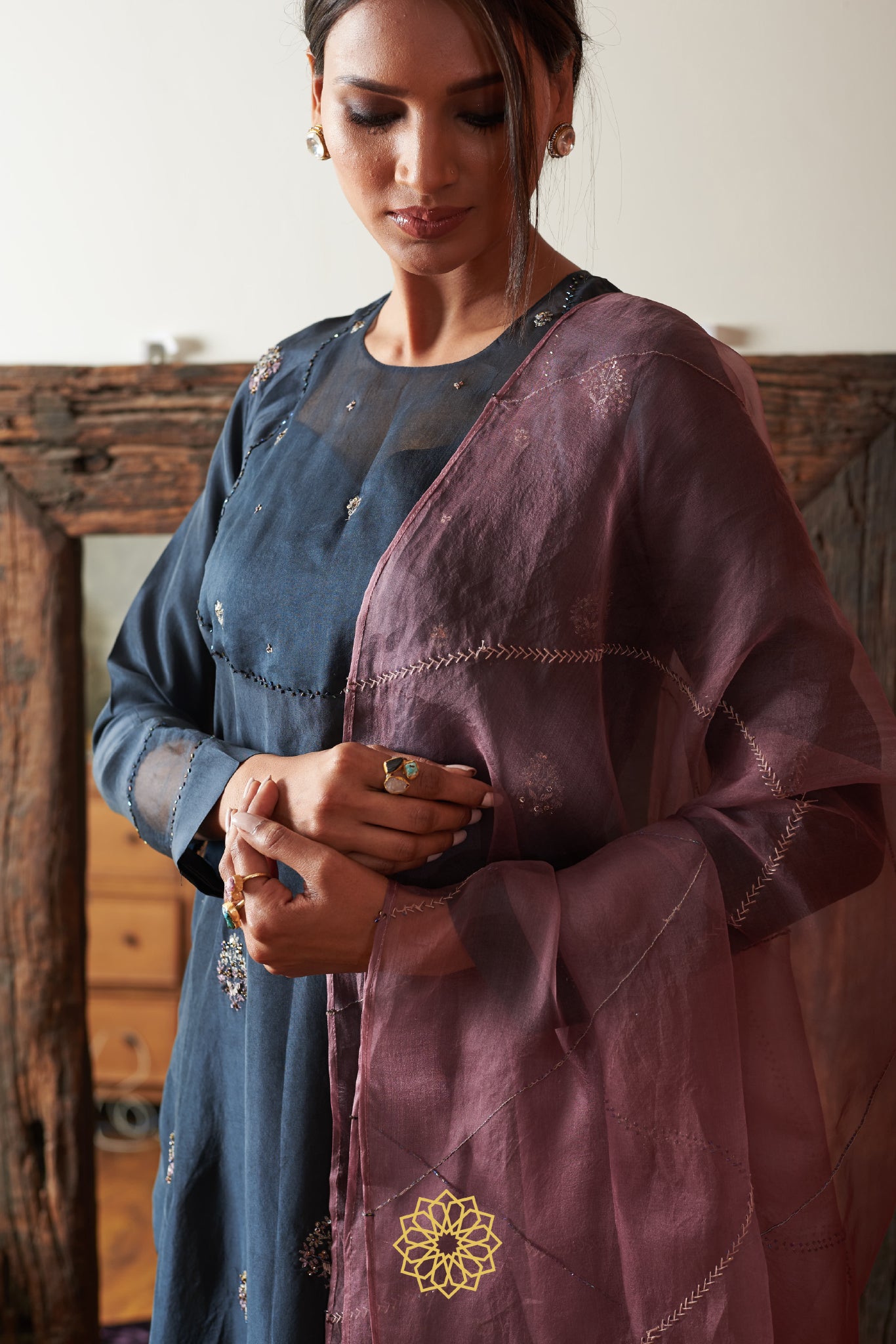 MOONLIGHT BLUE SILK KURTA SET