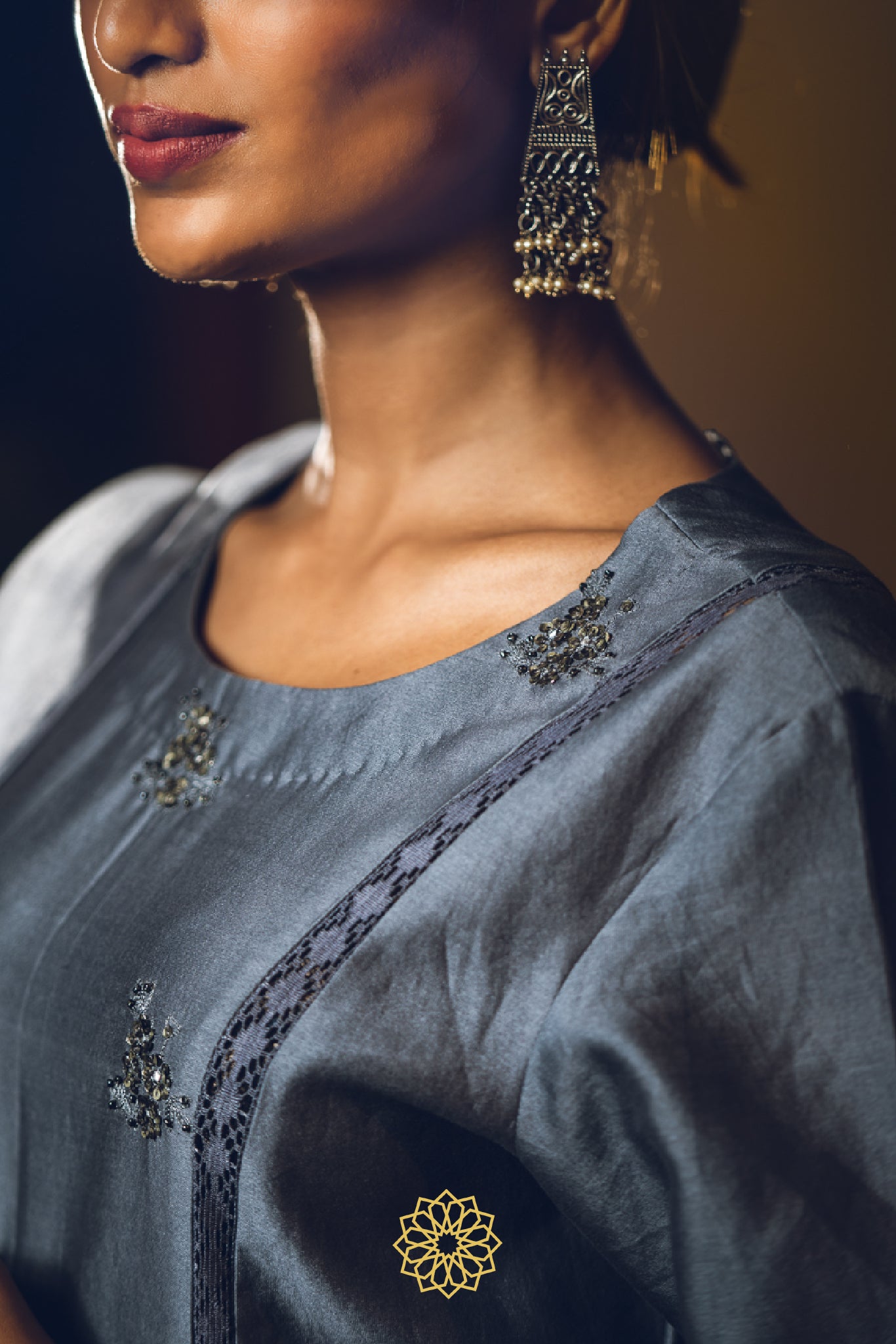 SAPPHIRE GREY EMBROIDERED KURTA SET