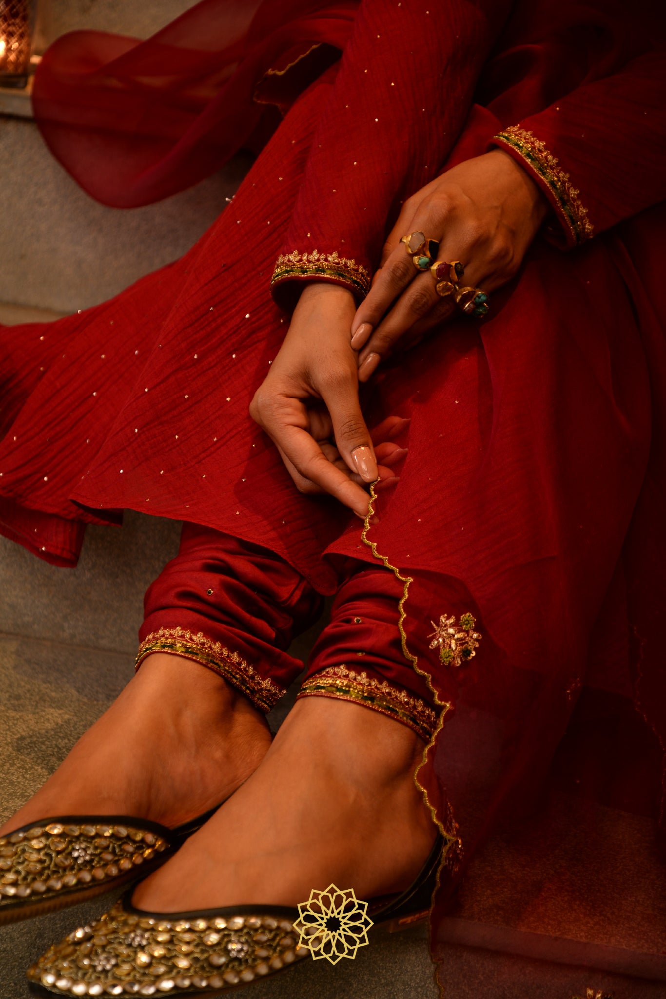 SCARLET CHANDERI KURTA SET