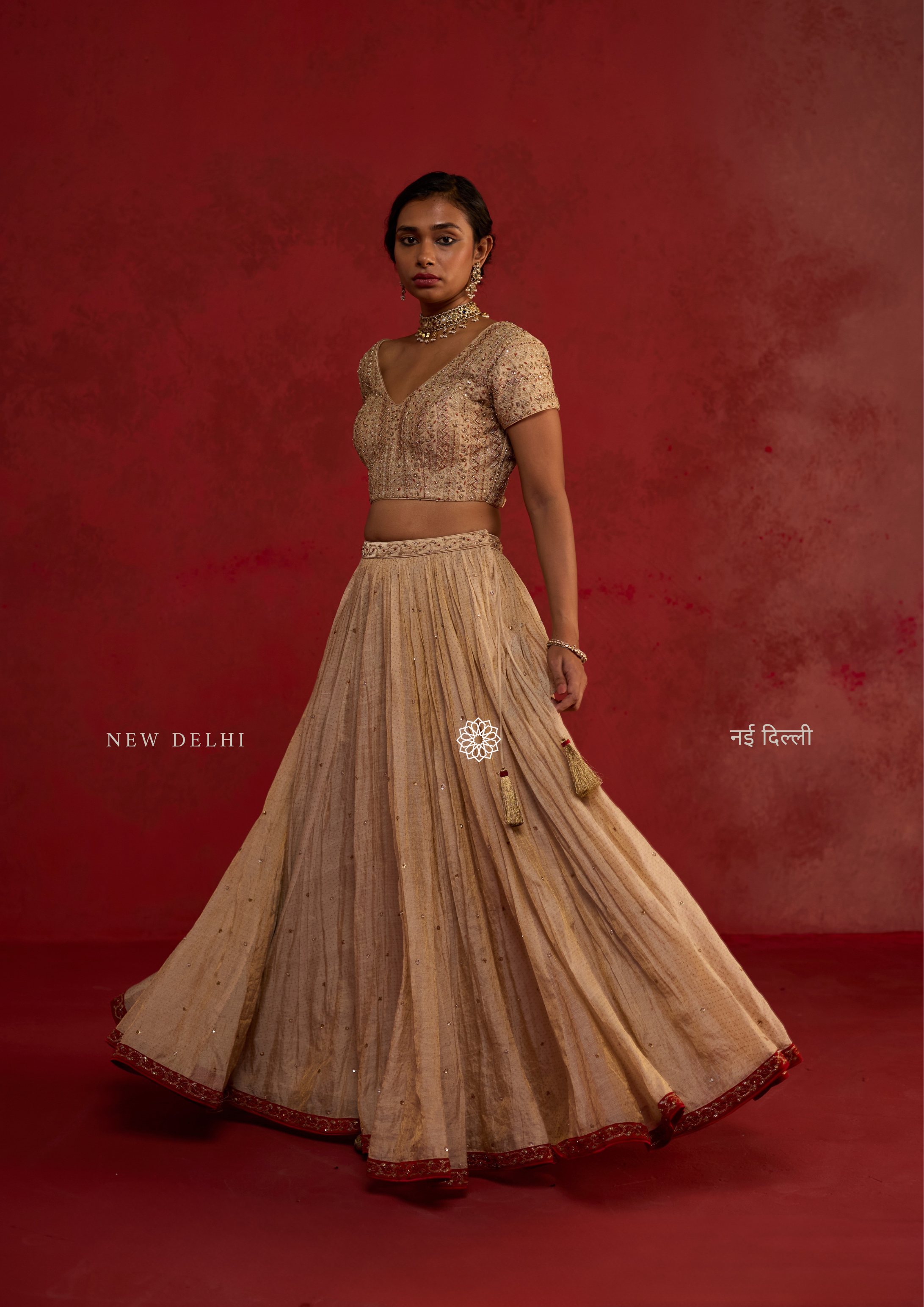 Navya | Ivory Gold Lehenga Set