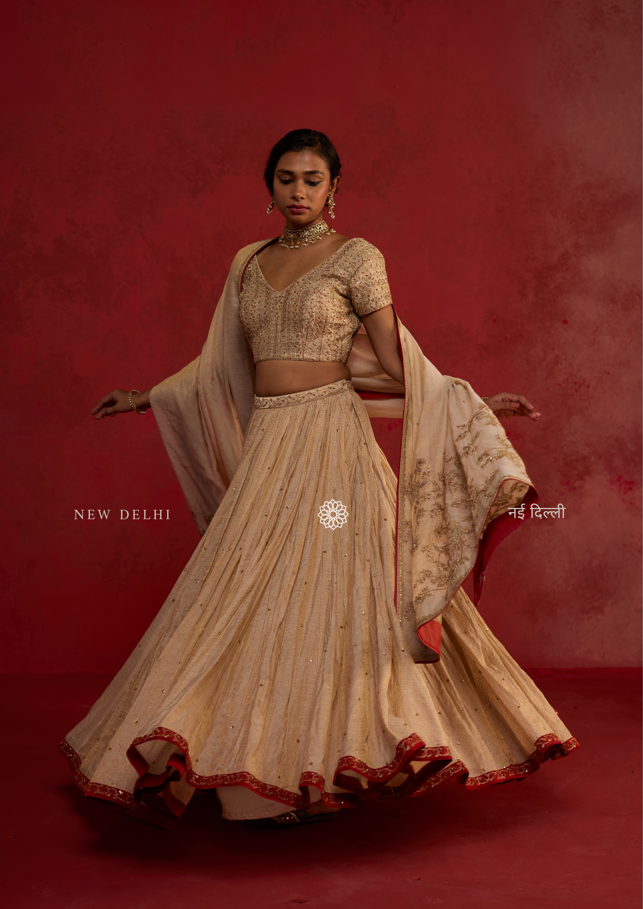 Navya | Ivory Gold Lehenga Set
