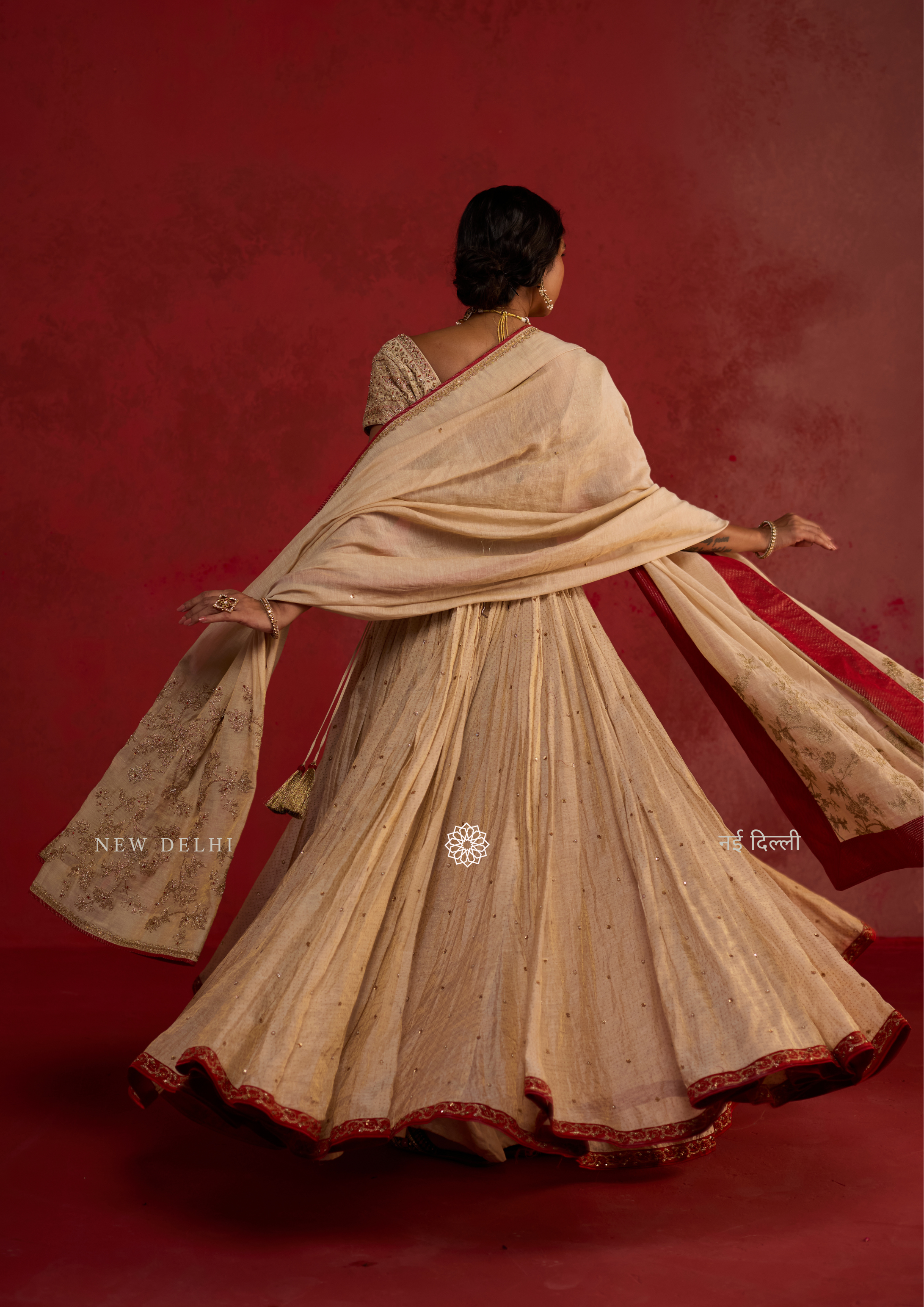 Navya | Ivory Gold Lehenga Set