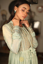 Load image into Gallery viewer, ANERI EMBROIDERED TISSUE CHANDERI ANARKALI SET
