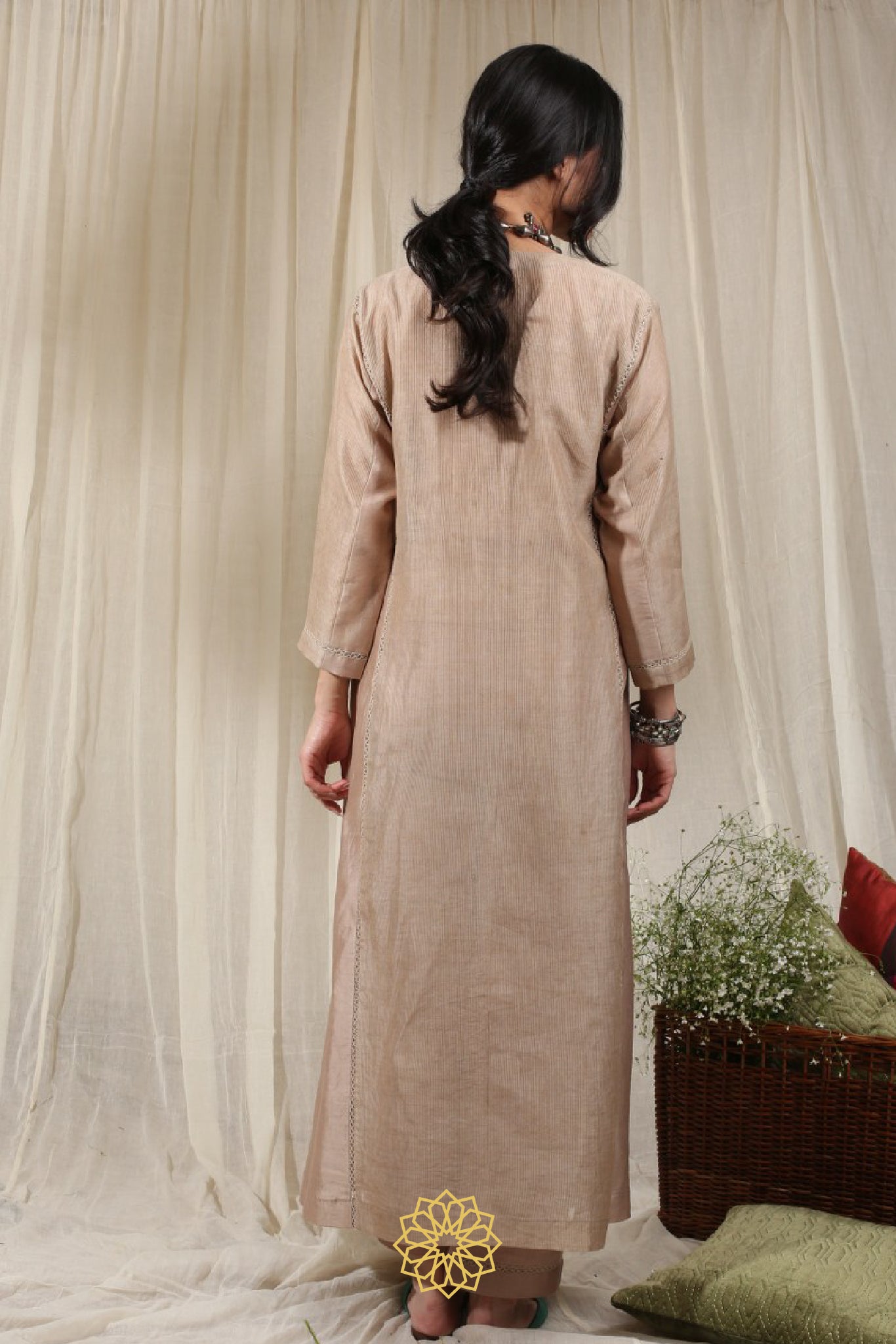 BEIGE EMBROIDERED KURTA SET