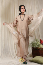 Load image into Gallery viewer, BEIGE EMBROIDERED KURTA SET
