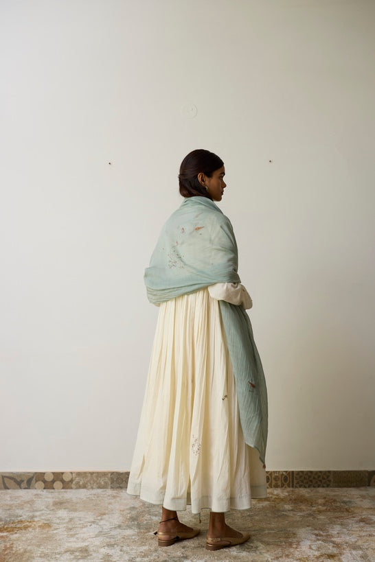 LINA | Ivory and Blush Blue Handloom Cotton Kurta Set