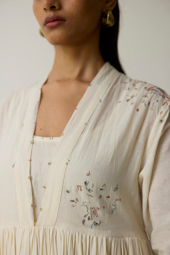 LINA | Ivory and Blush Blue Handloom Cotton Kurta Set