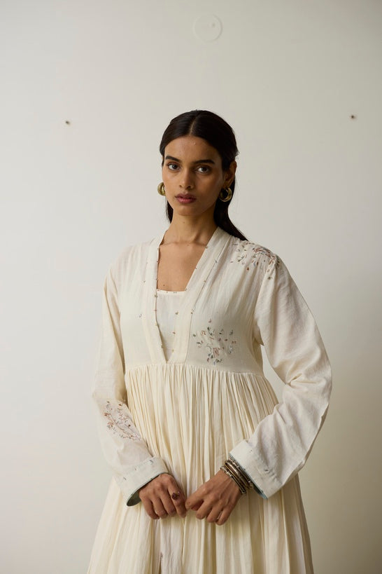 LINA | Ivory and Blush Blue Handloom Cotton Kurta Set