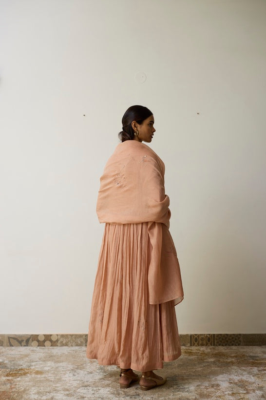 NIVA | Pink Clay Handloom Cotton Kurta Set with Dori and Dabka Hand Embroidery