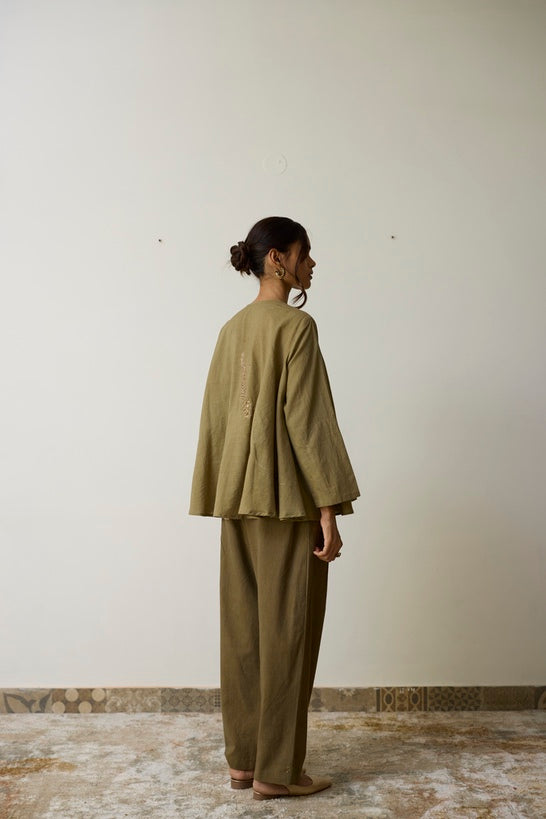 TESA | Olive Green Handloom Cotton Top and Pants