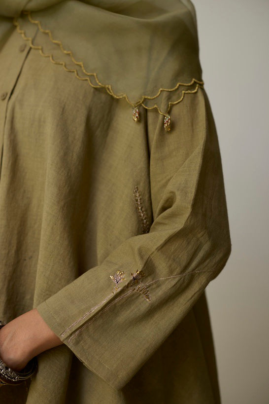 TESA | Olive Green Handloom Cotton Top and Pants