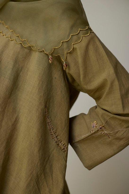 TESA | Olive Green Handloom Cotton Top and Pants