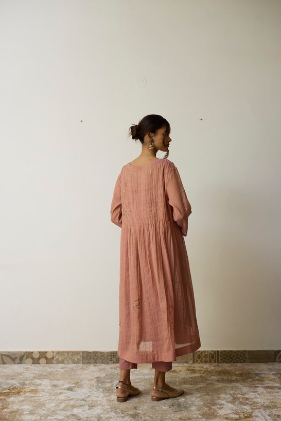 NIRVI | Salmon Pink Handloom Cotton Kurta