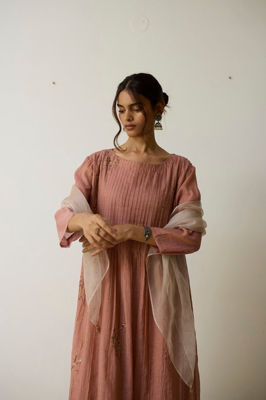 NIRVI | Salmon Pink Handloom Cotton Kurta