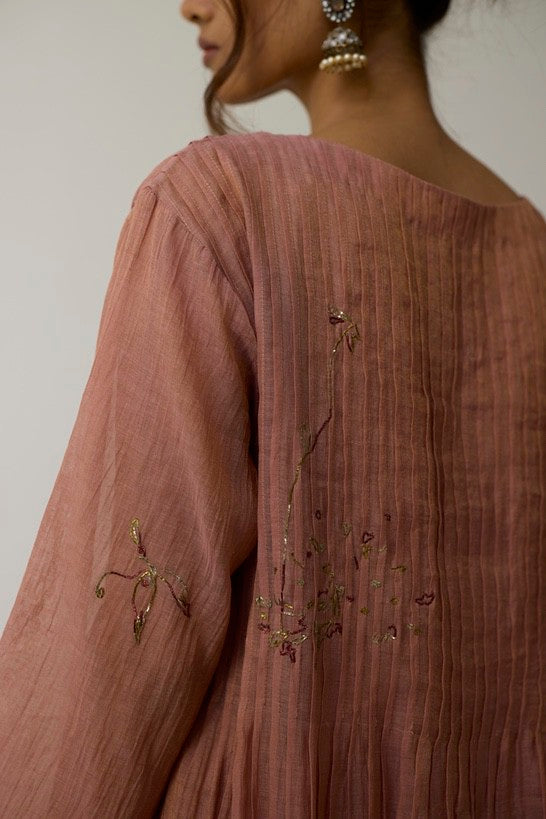 NIRVI | Salmon Pink Handloom Cotton Kurta