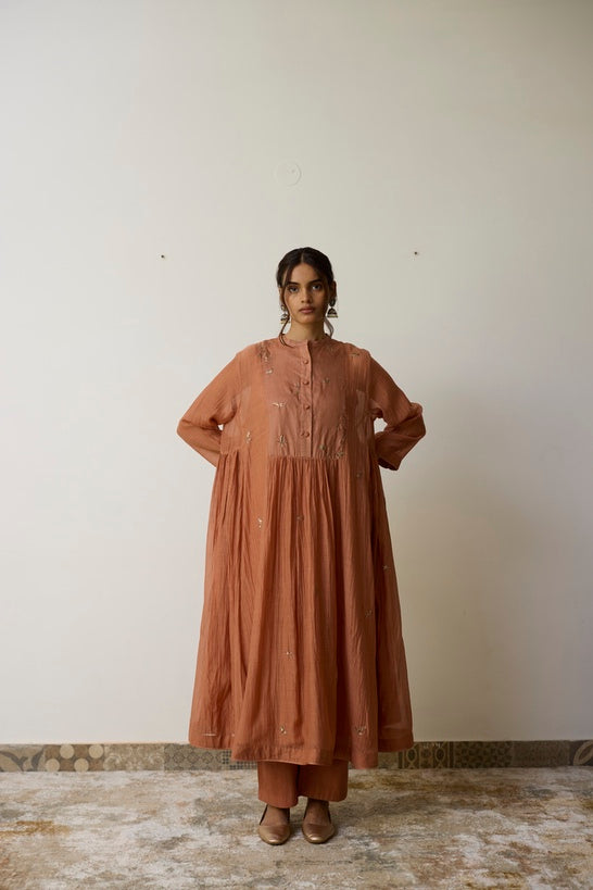 REYA | Terracotta Peach Handloom Cotton Kurta