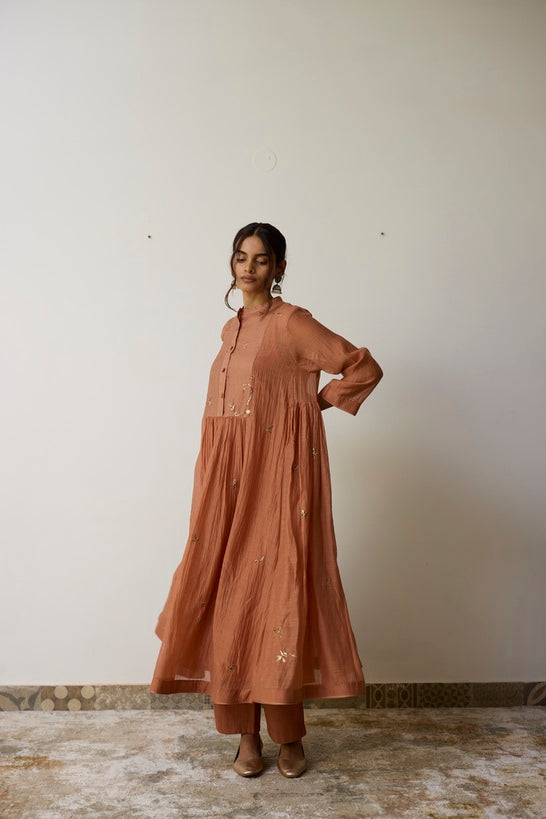 REYA | Terracotta Peach Handloom Cotton Kurta