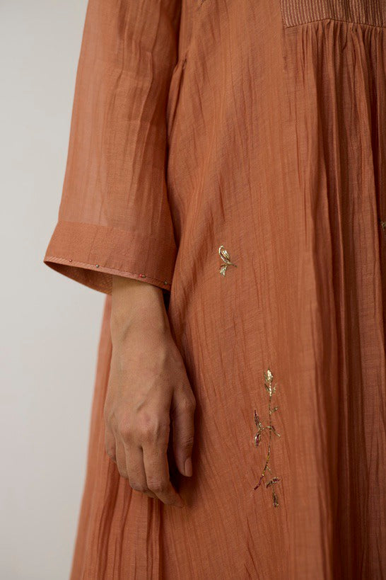 REYA | Terracotta Peach Handloom Cotton Kurta