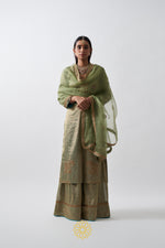 Load image into Gallery viewer, AMYRA HANDWOVEN EMBROIDERED PISTACHIO GREEN SHARARA

