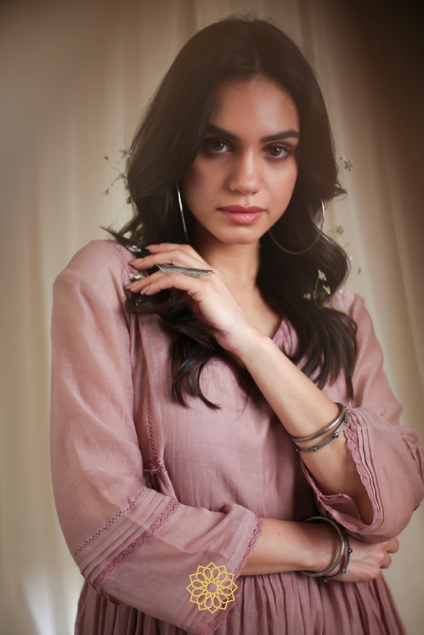 ONION PINK EMBROIDERED KURTA SET