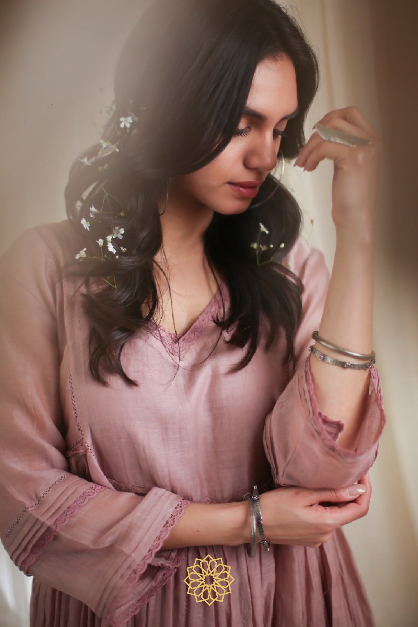 ONION PINK EMBROIDERED KURTA SET