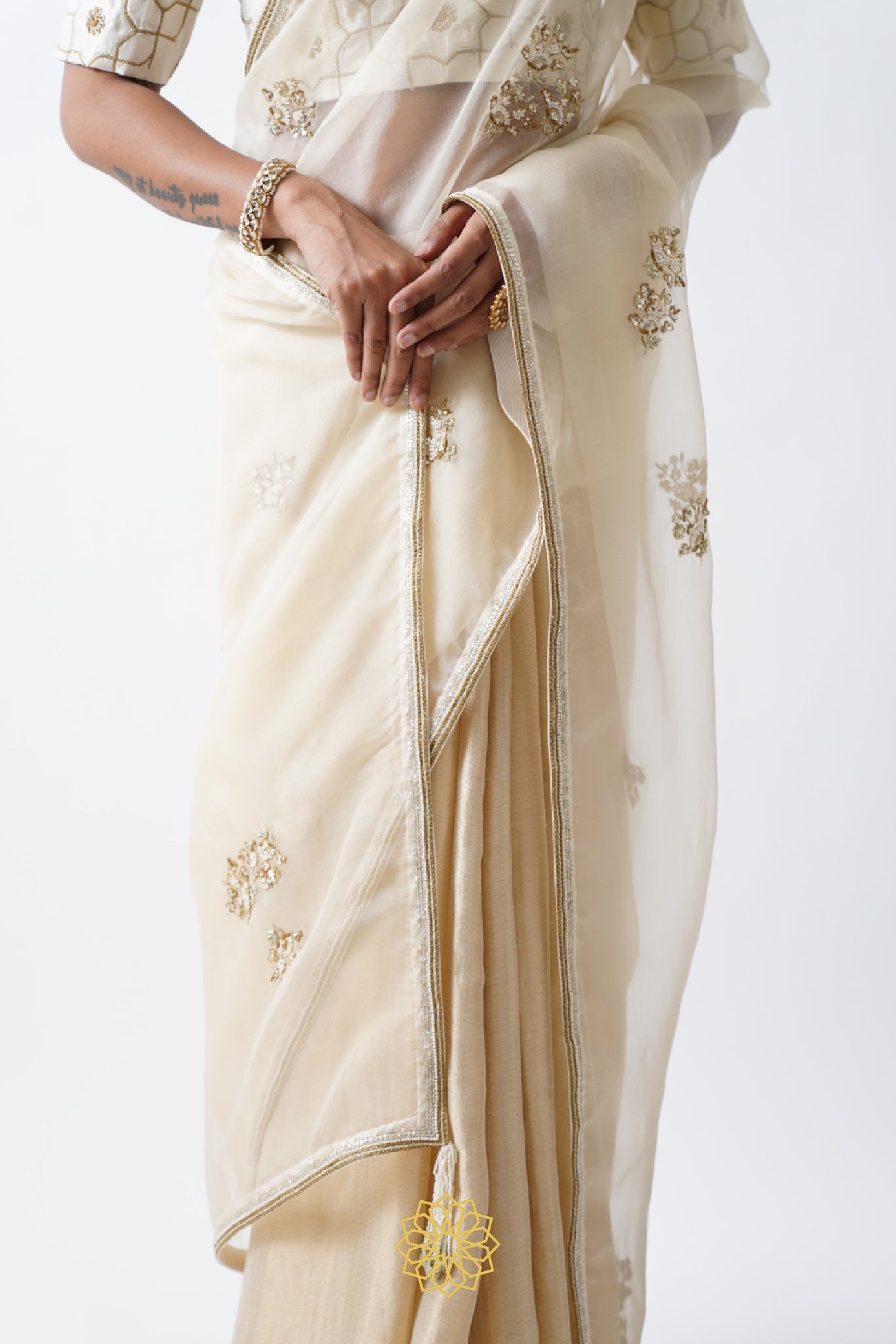 AVANTI GOLD BANARASI GEORGETTE EMBROIDERED SAREE