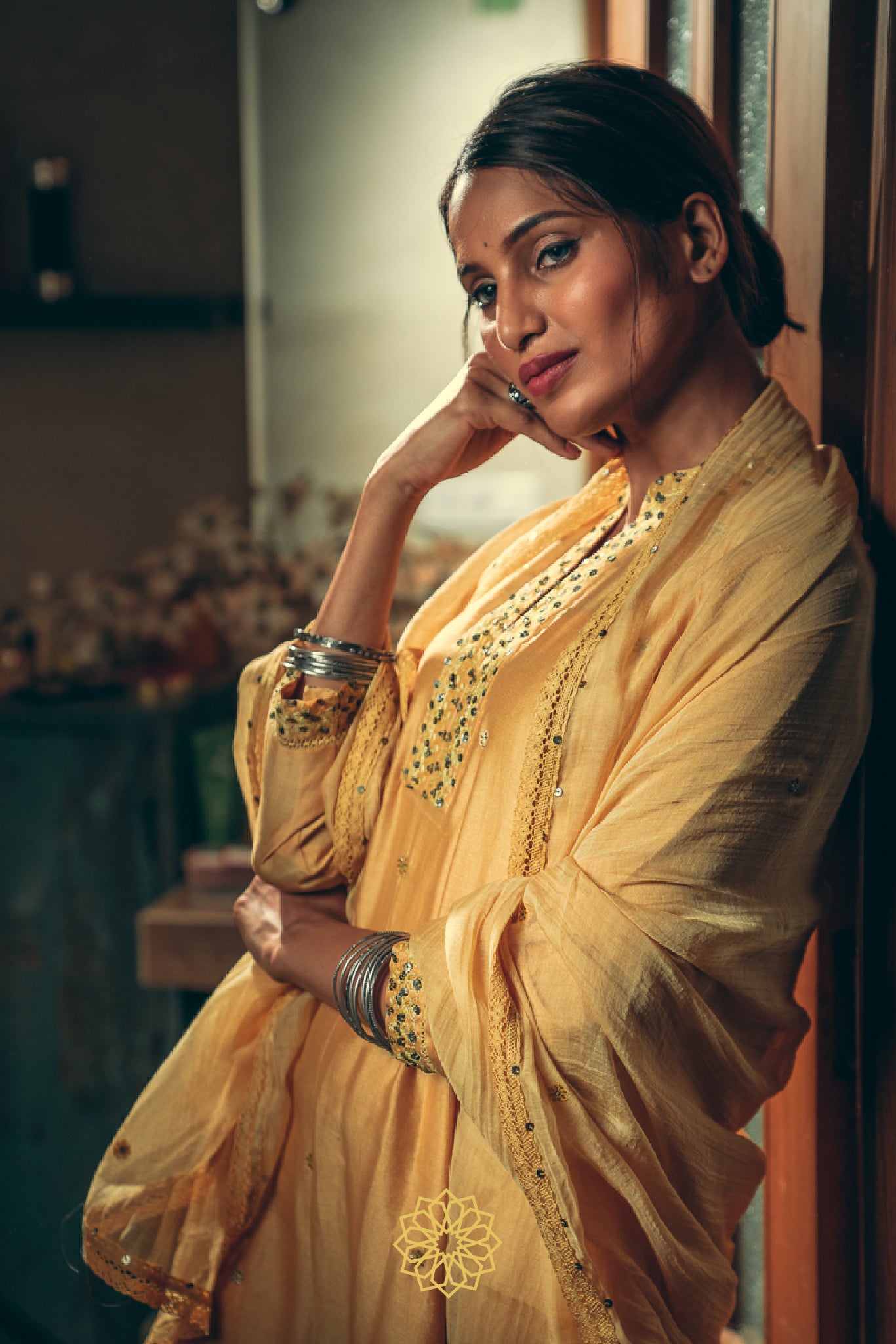 CANARY EMBROIDERED KALIDAR KURTA SET