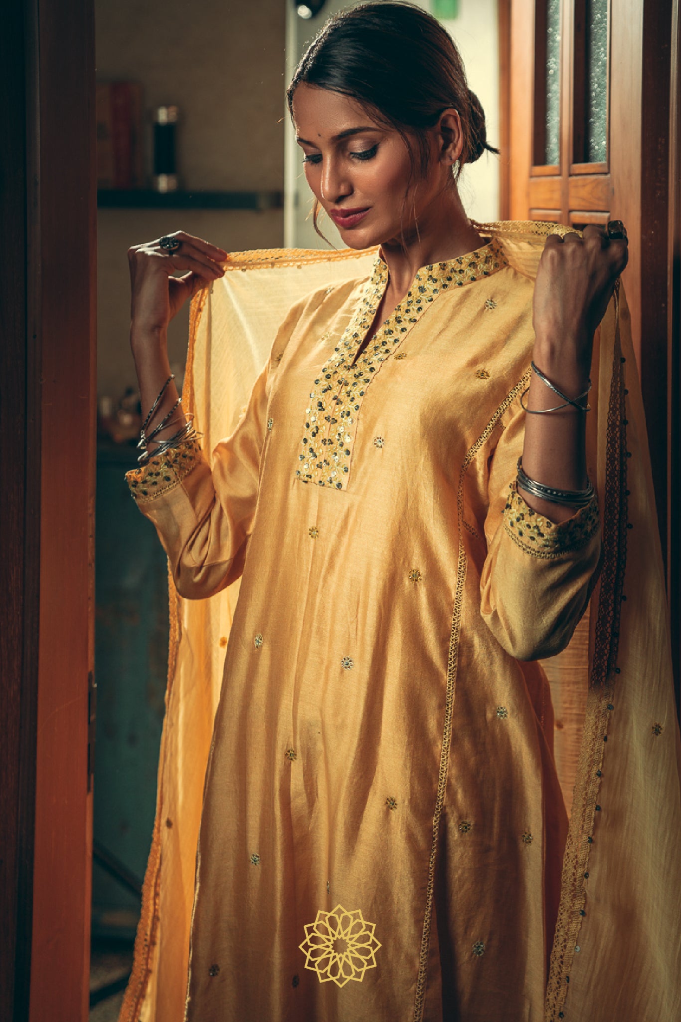 CANARY EMBROIDERED KALIDAR KURTA SET
