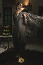 Load image into Gallery viewer, CHARCOAL EMBROIDERED KURTA SET
