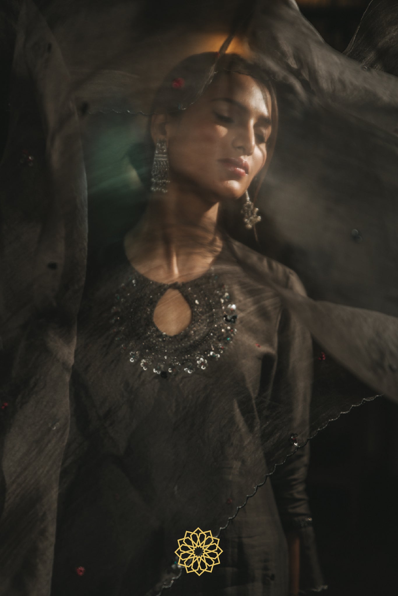 CHARCOAL EMBROIDERED KURTA SET