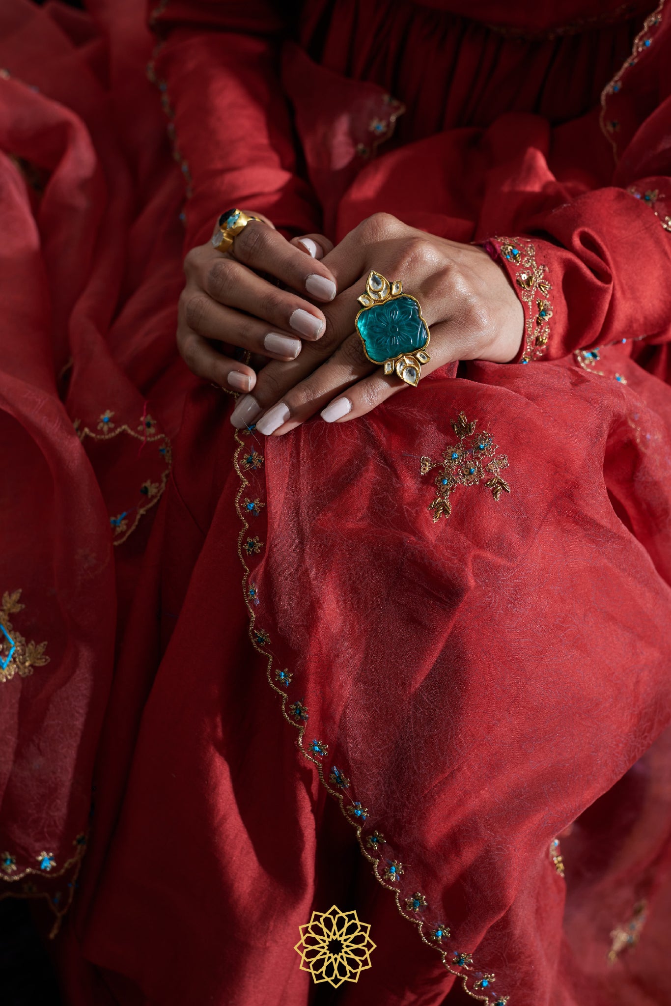 CRIMSON CHANDERI ANARKALI SET