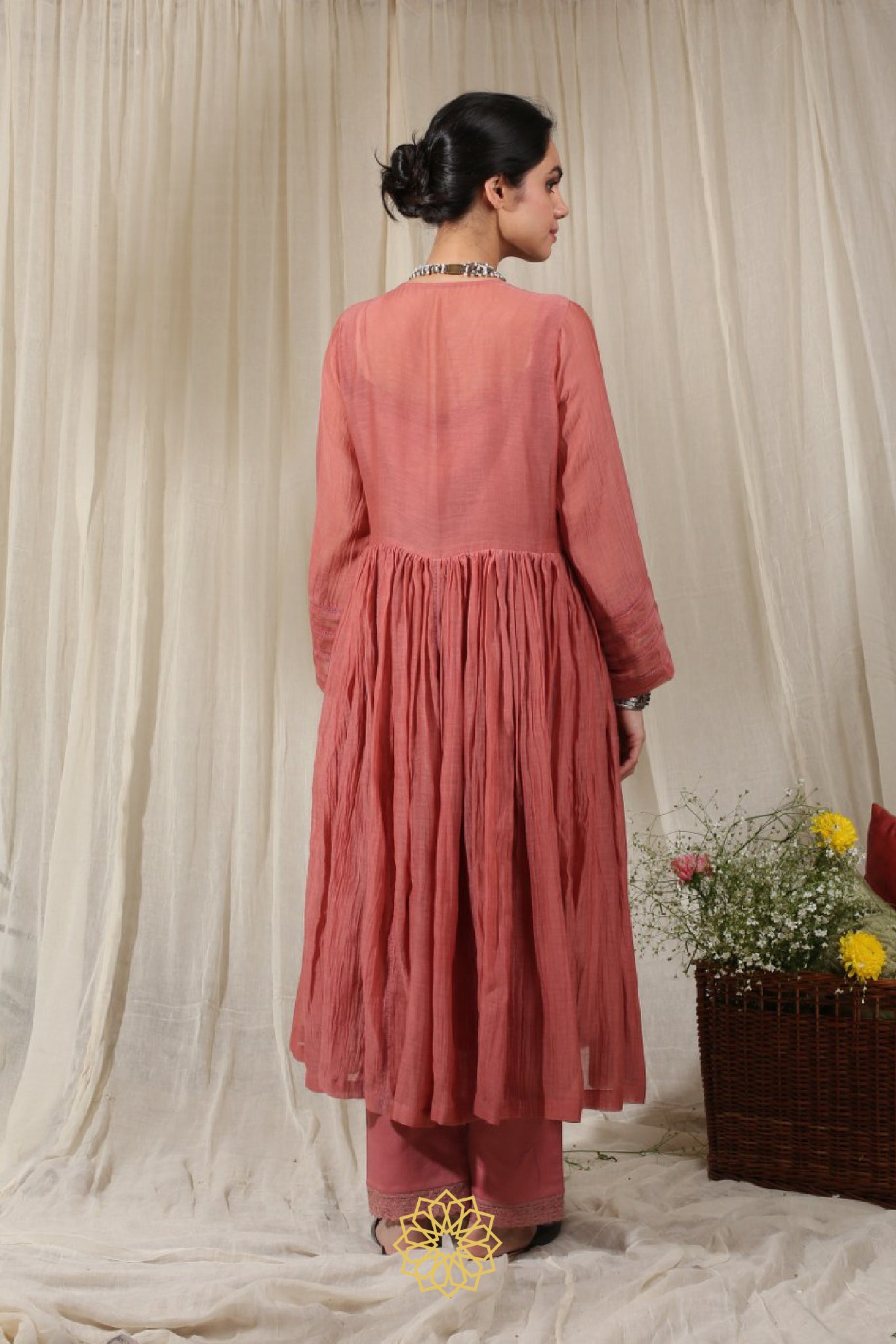 DARK CARROT EMBROIDERED KURTA SET