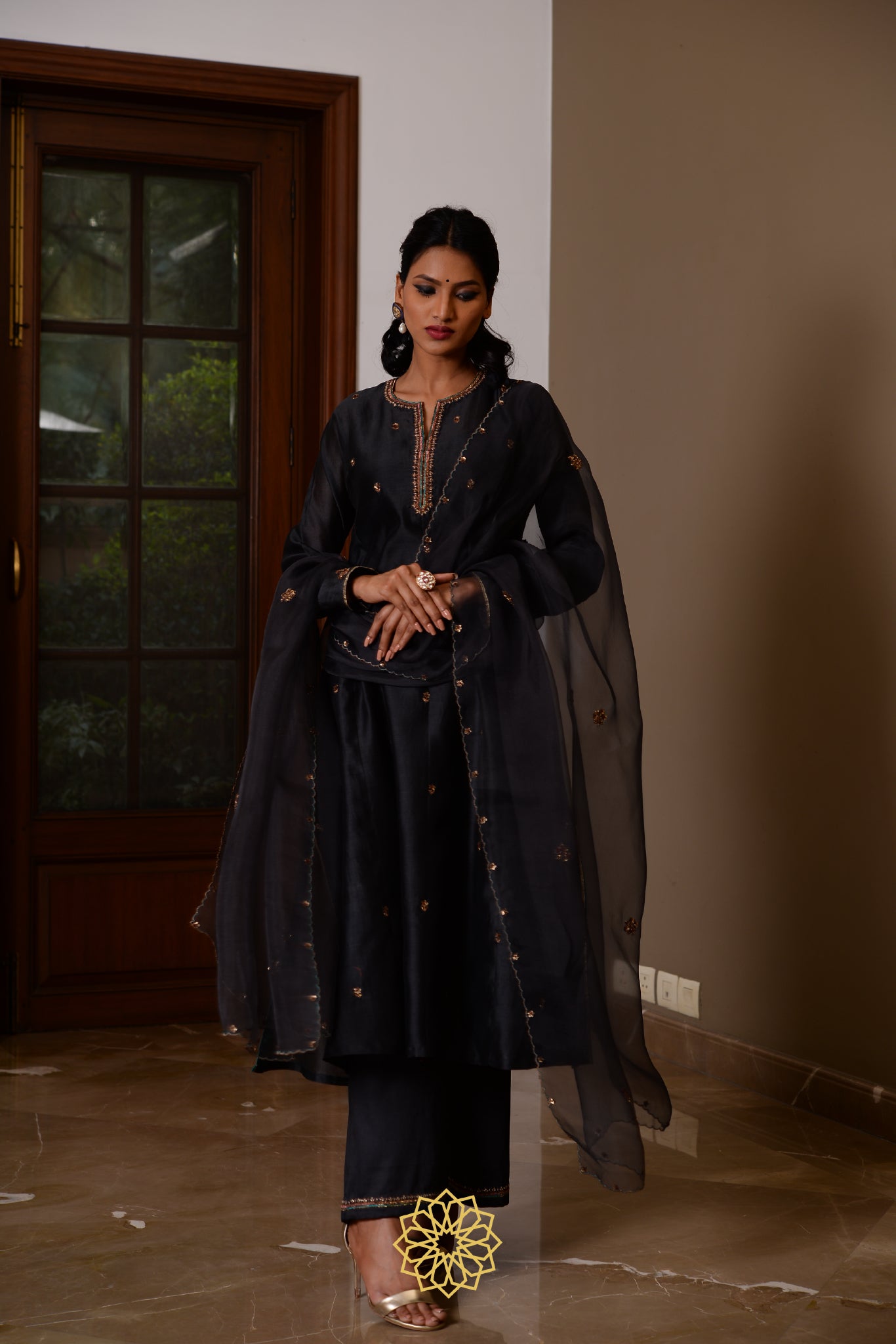 EBONY CHANDERI KURTA SET