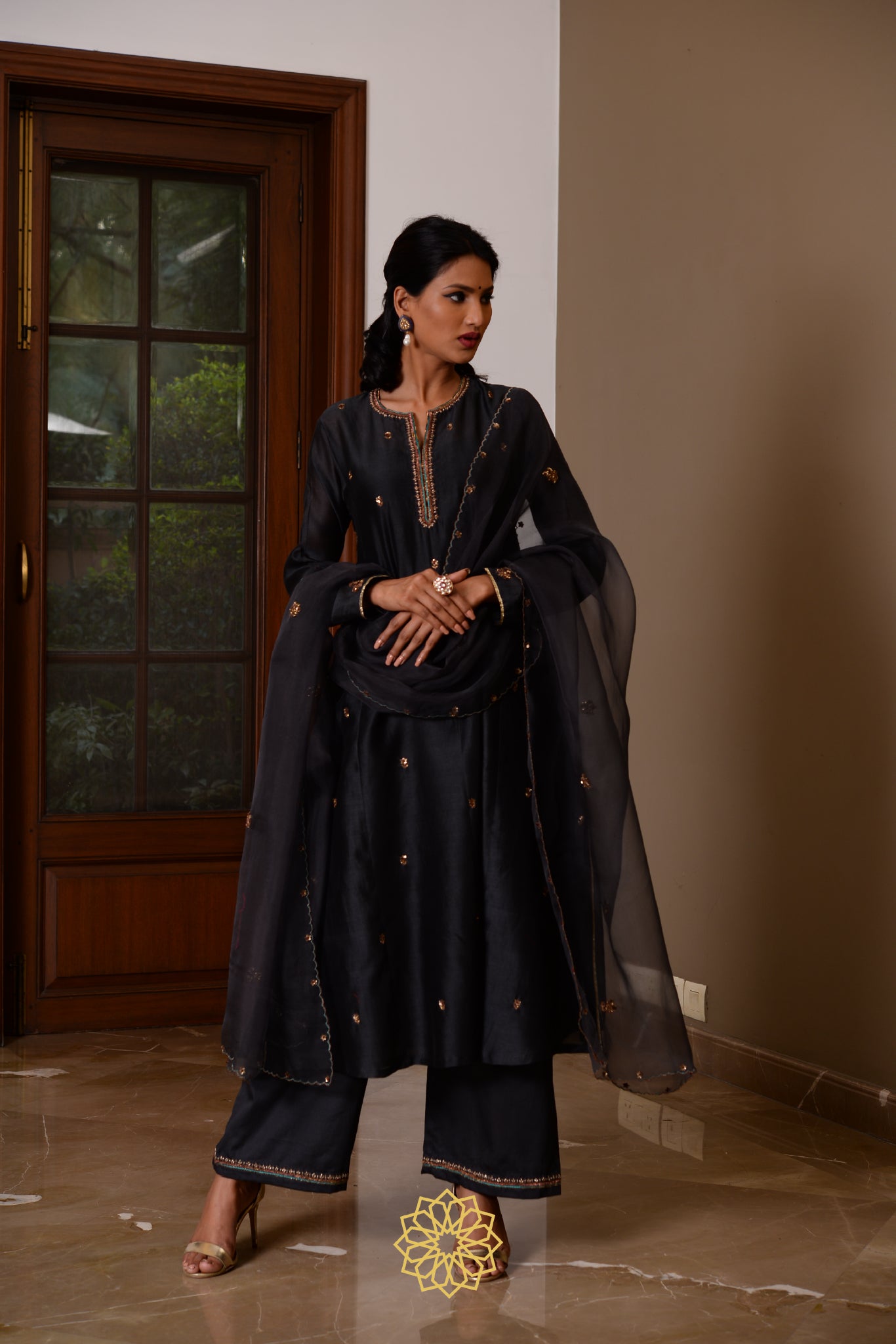 EBONY CHANDERI KURTA SET