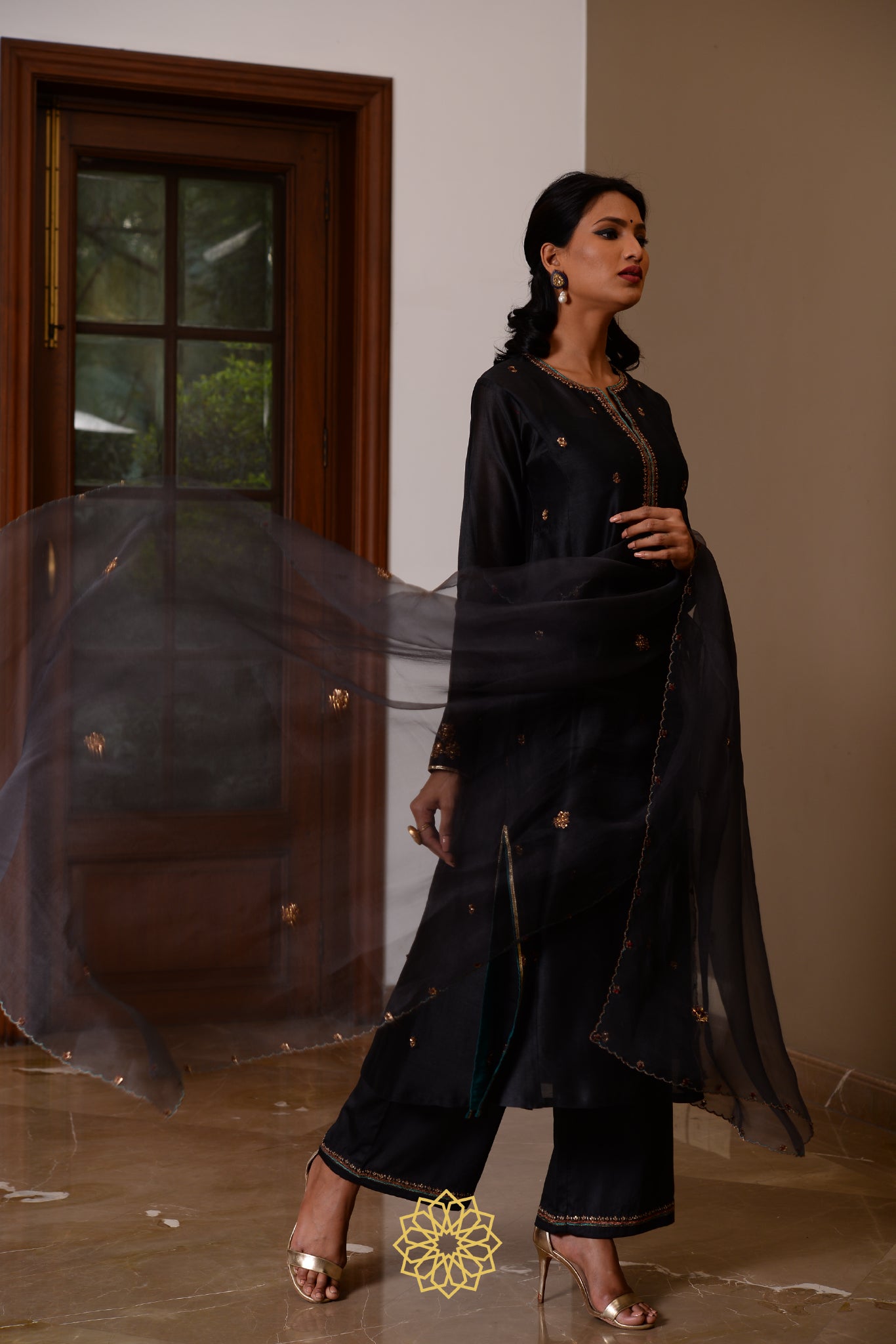 EBONY CHANDERI KURTA SET