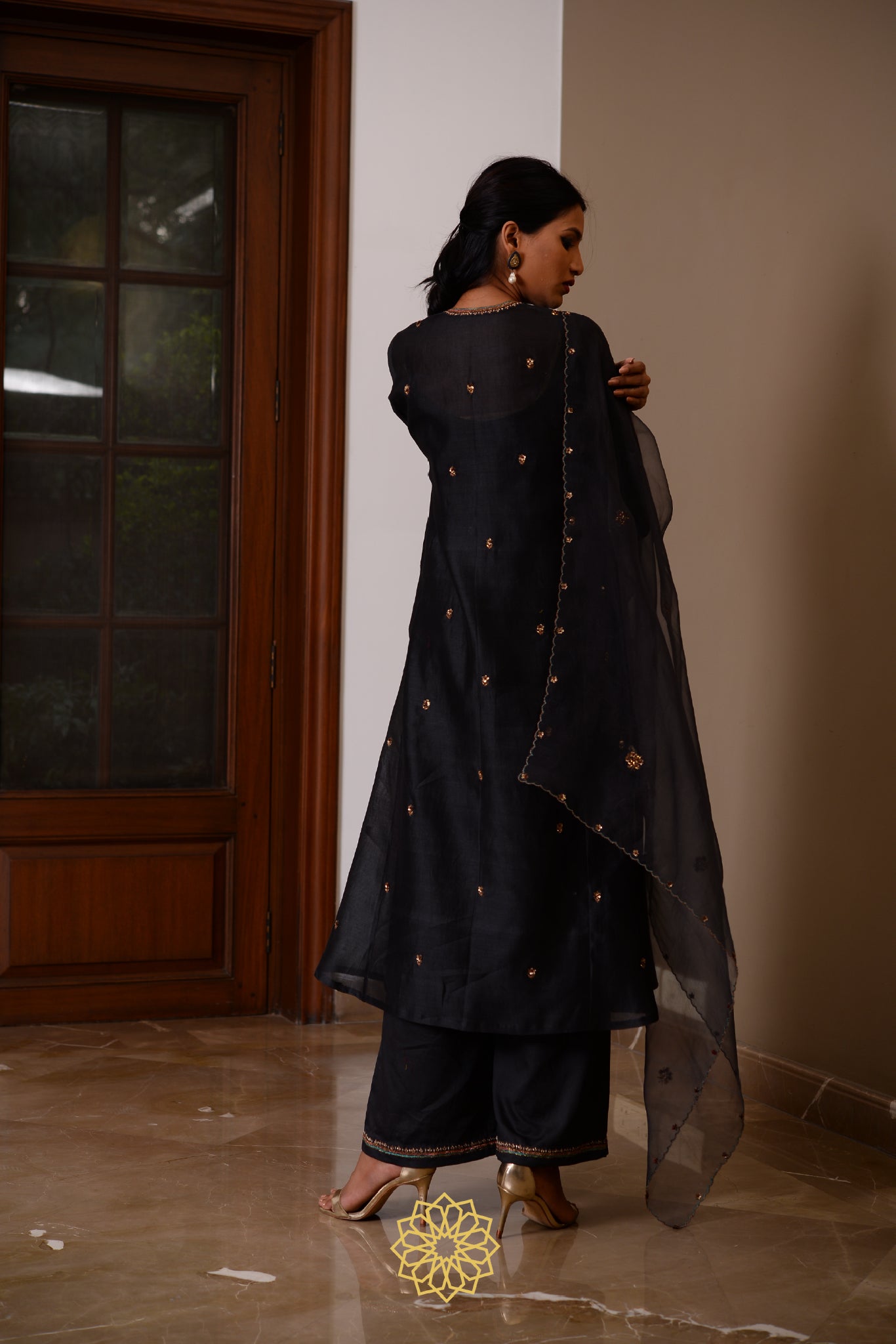 EBONY CHANDERI KURTA SET