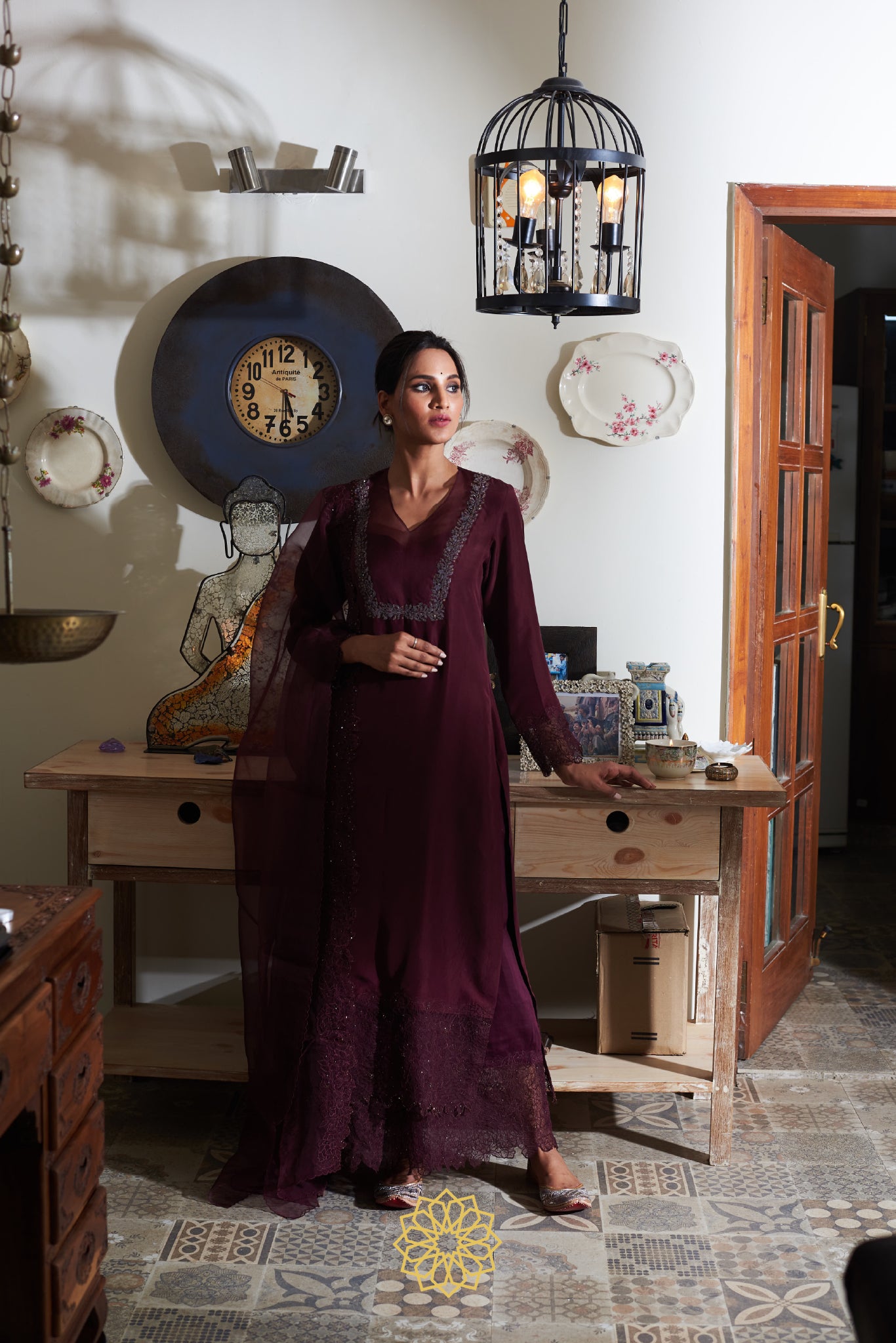 GARNET SILK KURTA SET