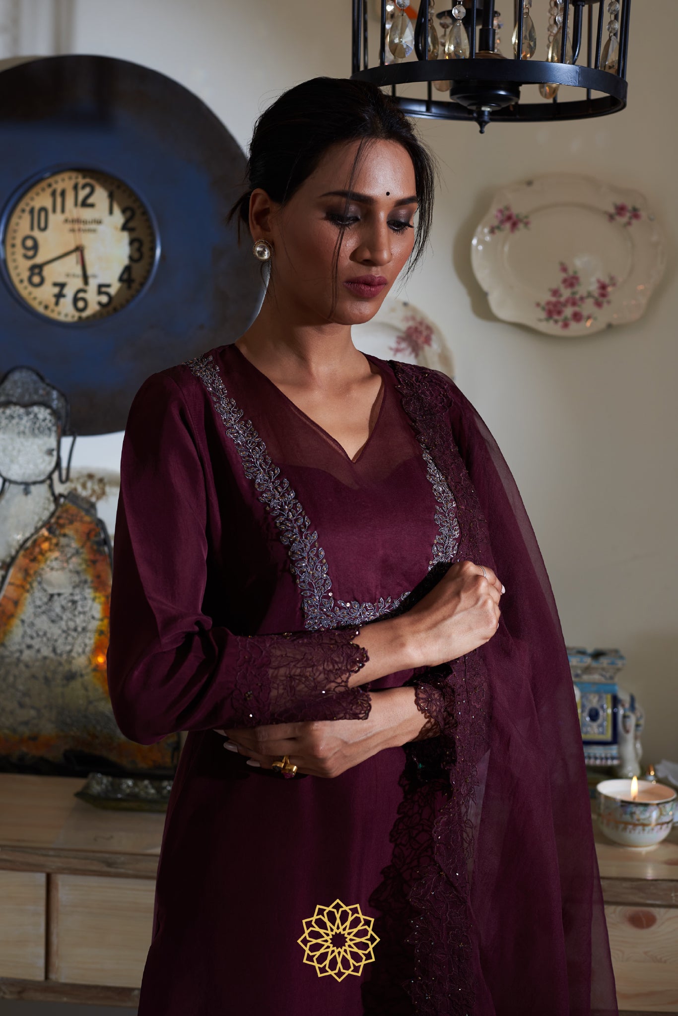 GARNET SILK KURTA SET