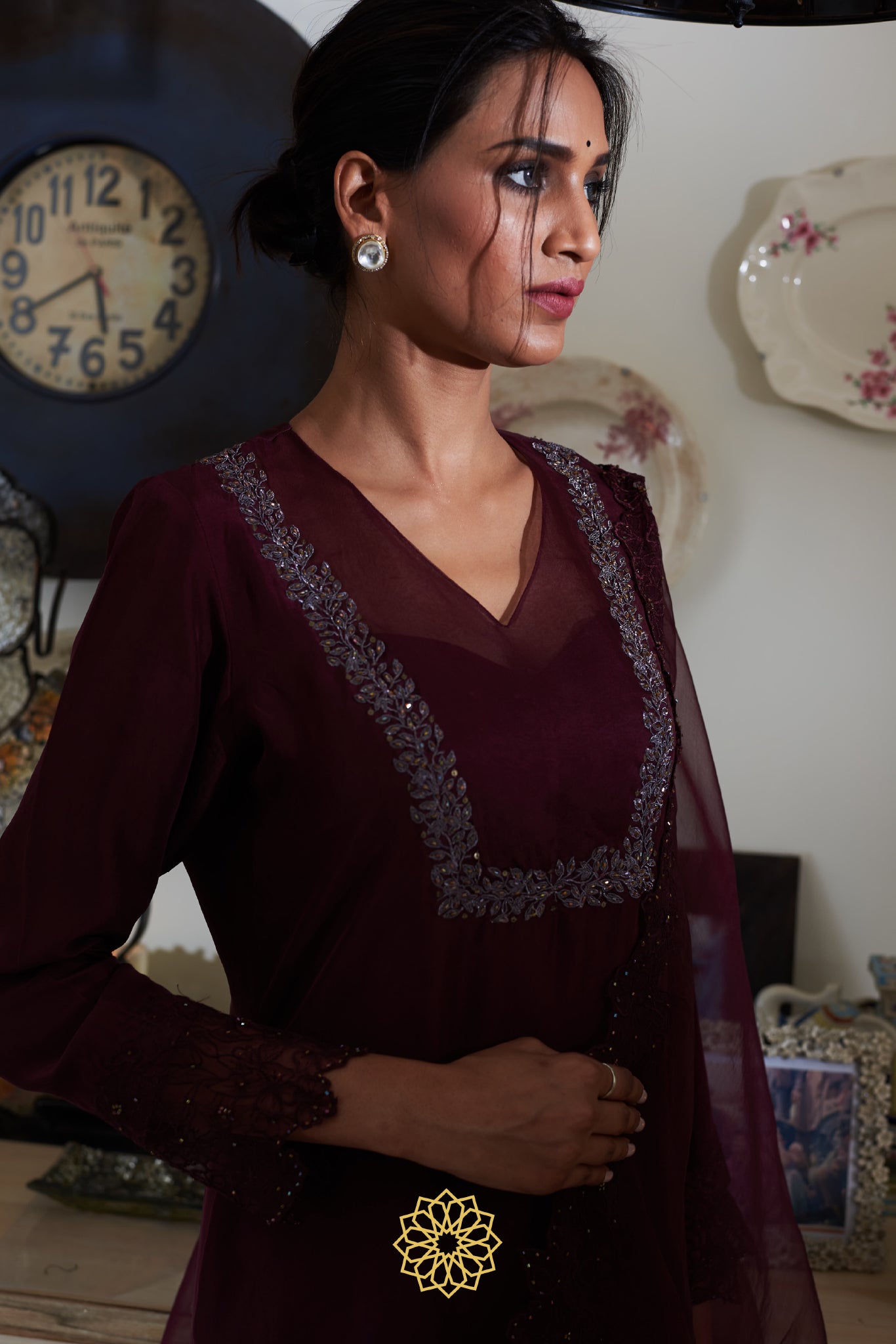 GARNET SILK KURTA SET