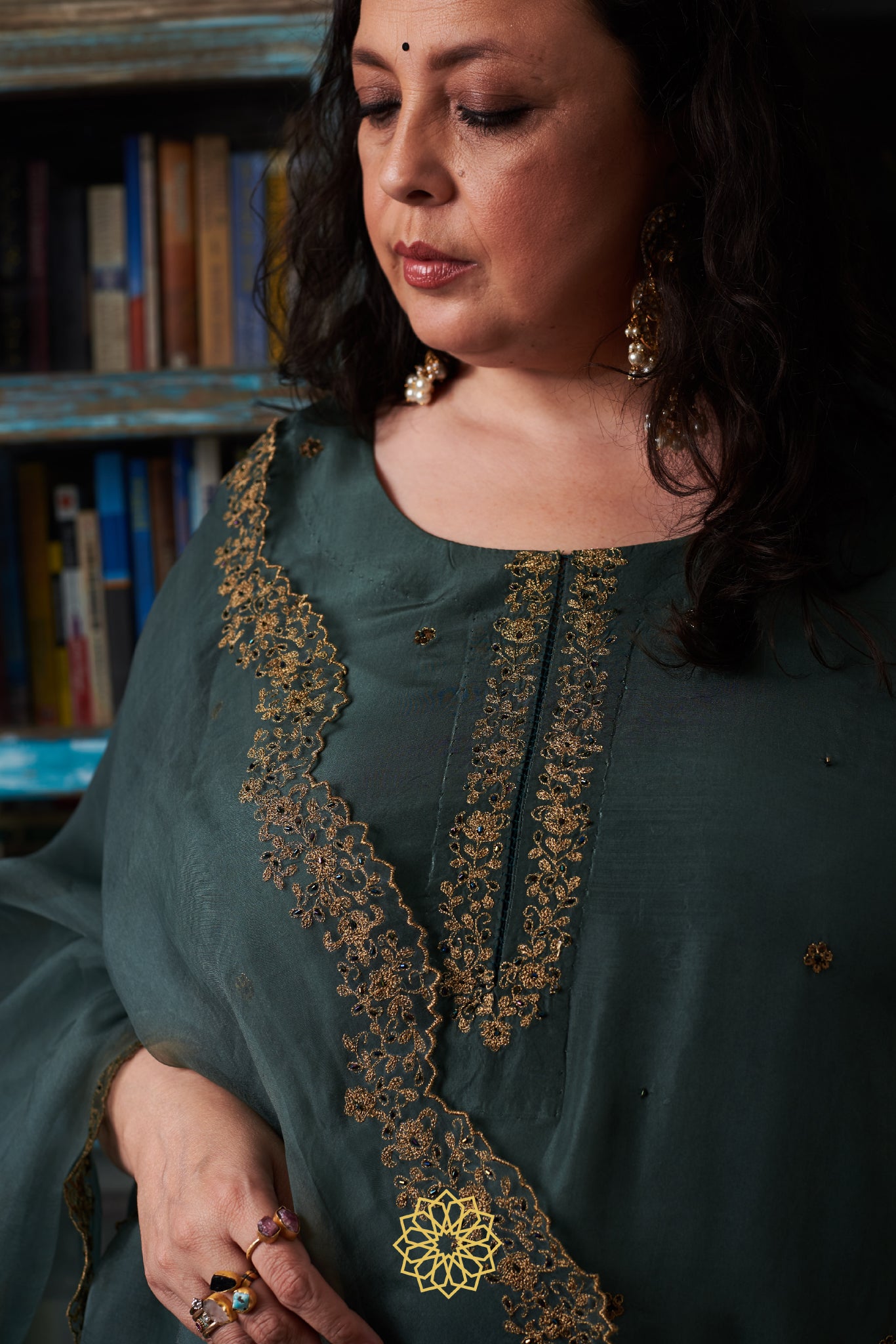 GREEN & GOLD SILK KURTA SET